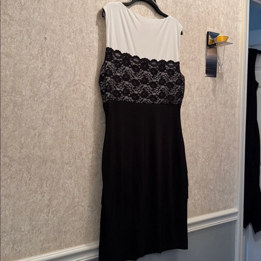 NWT BLACK LAYERED DRESS WITH WHITE & BLACK BODICE - Picture 12 of 13
